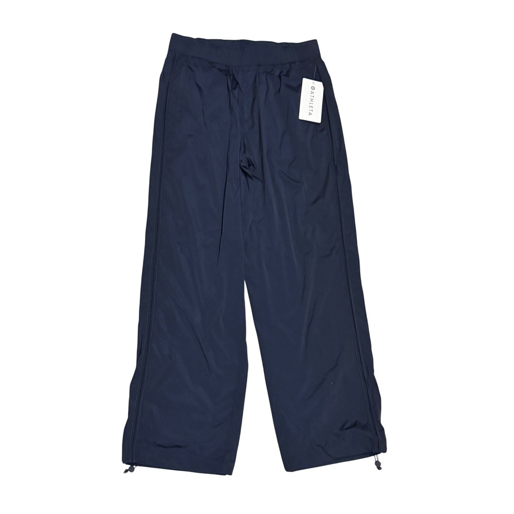 Athleta Rise Pant Womens Medium Navy Blue NEW Water Repellent Wide Leg 5837-0004